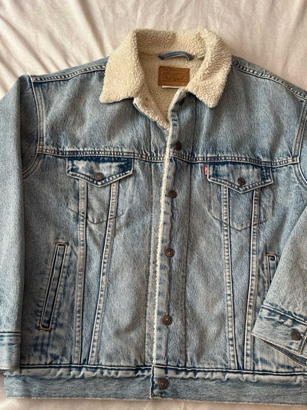 Levi's Light Blue Denim Jacket with Cream Sherpa Collar